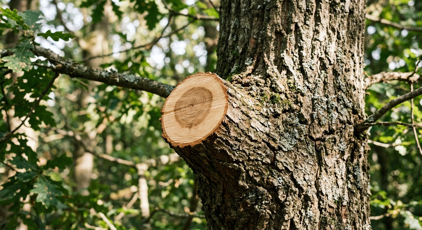 Arbre sain apr&egrave;s une coupe nette et pr&eacute;cise